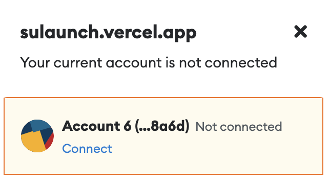 Metamask account not connected to website
