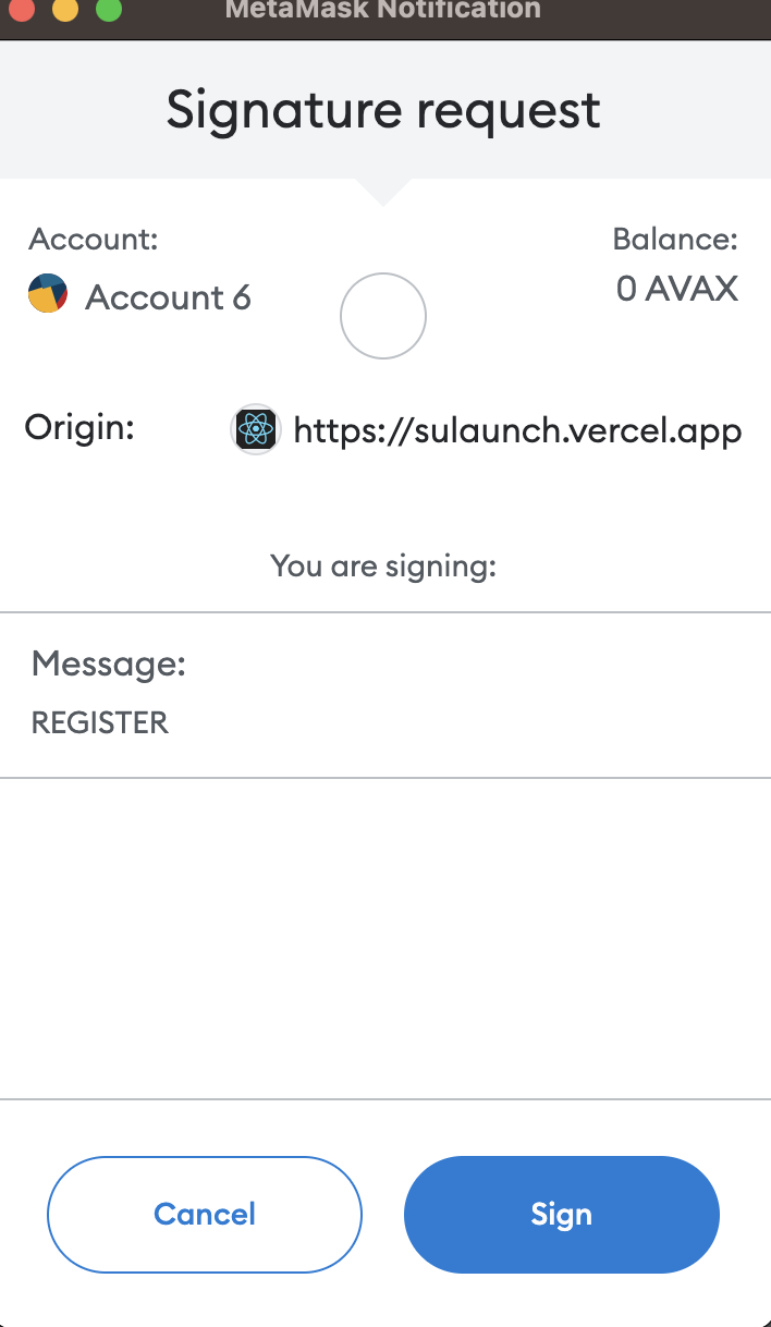 Sign Register Request